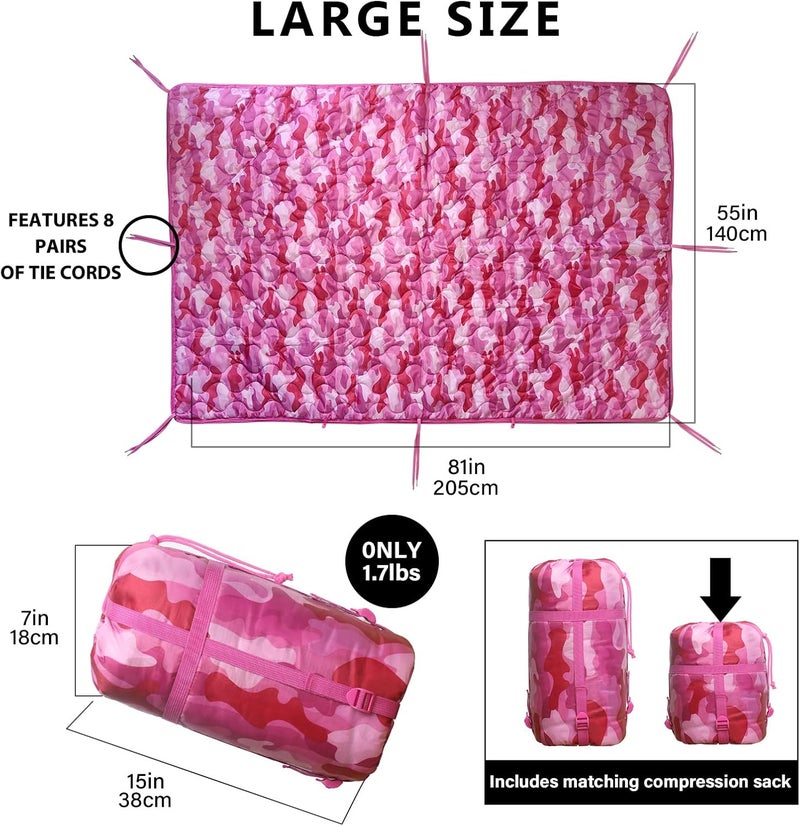 GHILEO Camo Poncho Liner, Army Blanket, Military Sleeping Bag, with A Compression Carrying Bag, for Traveling, Hiking, Camping, Outdoor Survival, Car Blanket - Image 3